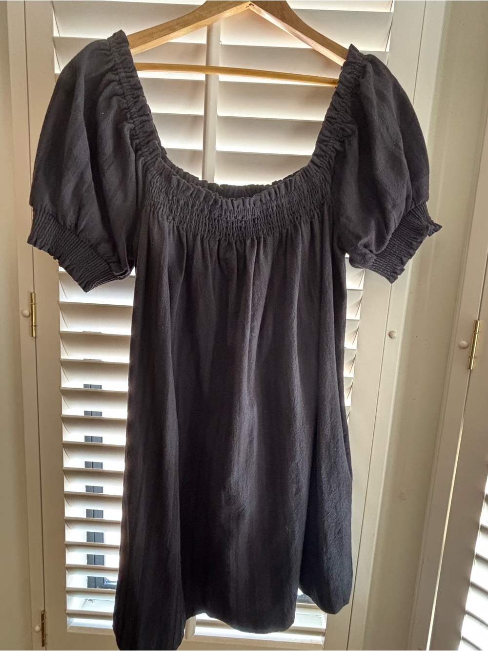 Free People Est Mila Mini Dress Smocked Puff Sleeve Shift